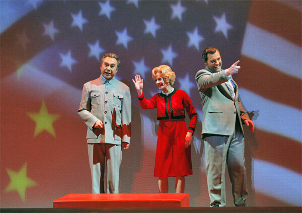 Chen Ye Yuan-(Chou-En-lai), Maria Kanyova (Pat-Nixon) and Brian Mulligan (Richard Nixon) - Photo by Cory Weaver