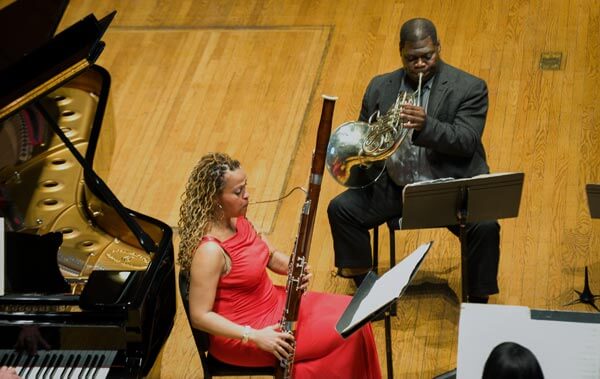 Monica Ellis, bassoon, and Jeff Scott, horn, of Imani Winds (photo credit Walter Novak)
