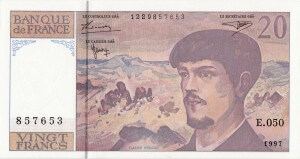 Twenty francs banknote / Claude Debussy