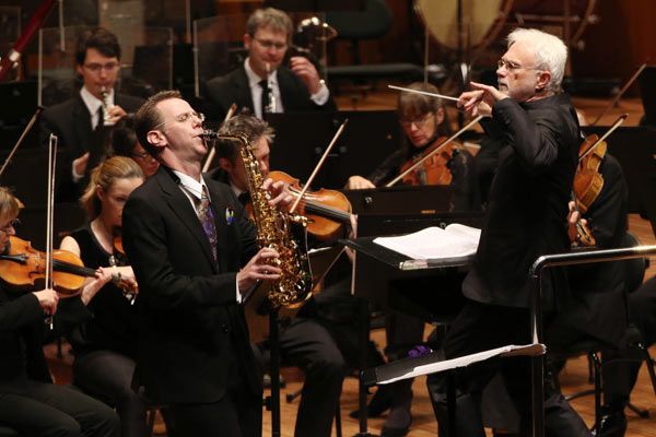 Soloist Timothy MCallister in the premiere of John Adams' Saxophone Concerto (photo credit: Sydney Symphony Orchestra)