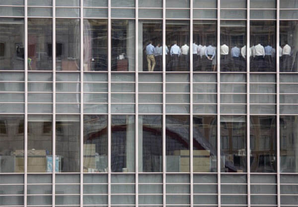 Meeting at Lehman Brothers on the verge of bankruptcy, London, 2008 (Photo: Kevin Coombs)