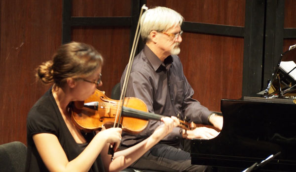 Cara Tweed and Nicholas Underhill of No Exit New Music Ensemble (photo credit: Larry Dunn)