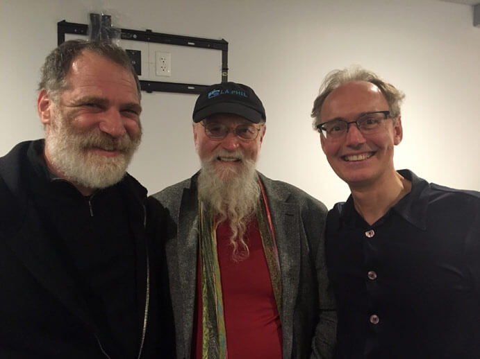 Architect David Gersten, composer Terry Riley, and composer Michael Harrison