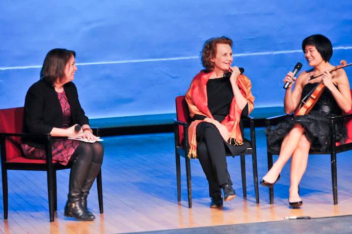 Melissa Smey, Kaija Saariaho, and Jennifer Koh--Photo by Jenny Anderson