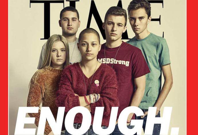 Marjory Stoneman Douglas High School students Jaclyn Corin, Alex Wind, Emma González, Cameron Kasky and David Hogg appear on Time's cover for a story about young people driving the gun control debate