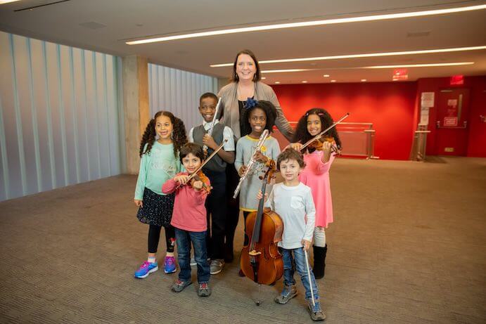 Kate Sheeran with Kaufman Music Center's Special Music School students--Photo by John Johansen