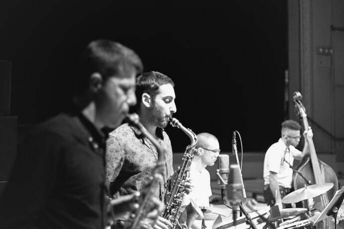 David Leon, Noah Becker, Stephen Boegehold, and Nick Dunston in La Operácion--Photo by Gaya Feldheim Schorr