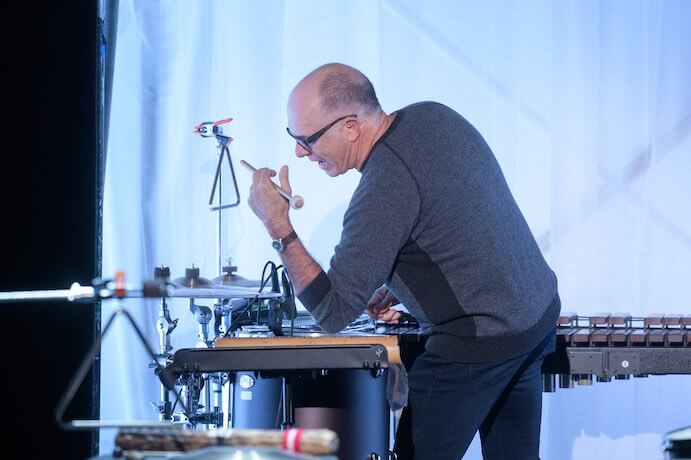 Steven Schick performs George Lewis' Soundlines: A Dreaming Track--Photo by Ian Douglas