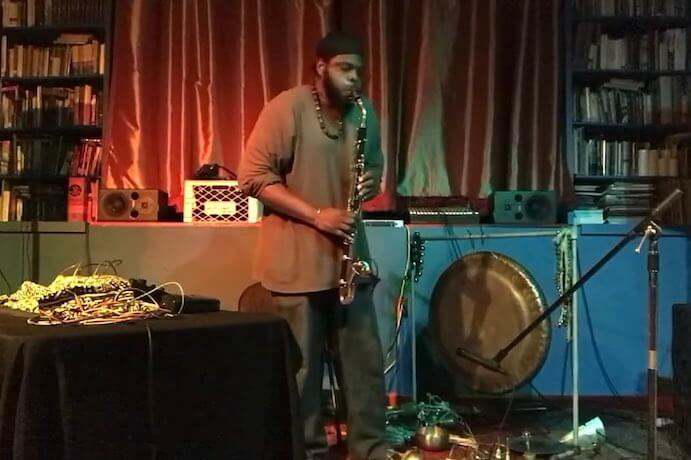 Jamal Moore performs at High Zero 2020--Screenshot provided by Christian Kriegeskotte with permission by High Zero
