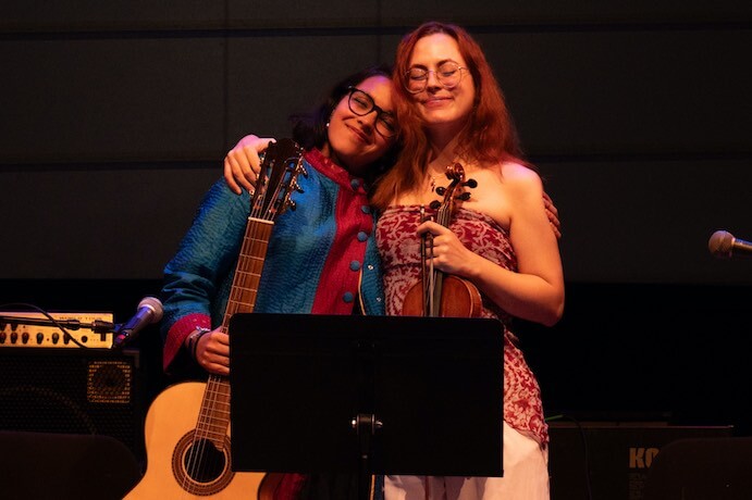 Duo Maratin (Ria Modak and Angela Varo) perform at the 2023 Mutual Mentorship for Musicians (M3) festival -- Photo by Christopher Pelham