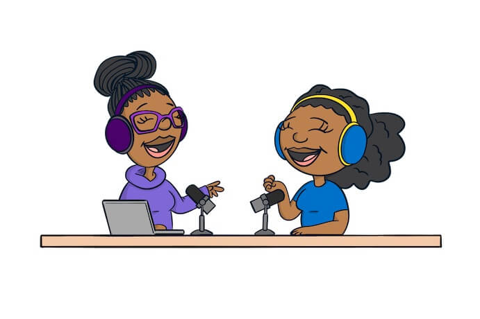 Dalanie Harris and Katie Brown of Classically Black Podcast in cartoon form -- Illustration by Richard Desinord