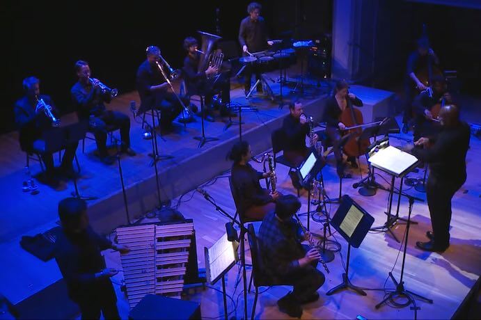 The International Contemporary Ensemble performs the world premiere of Yvette Janine Jackson's "T-Minus" -- Screenshot courtesy of Roulette