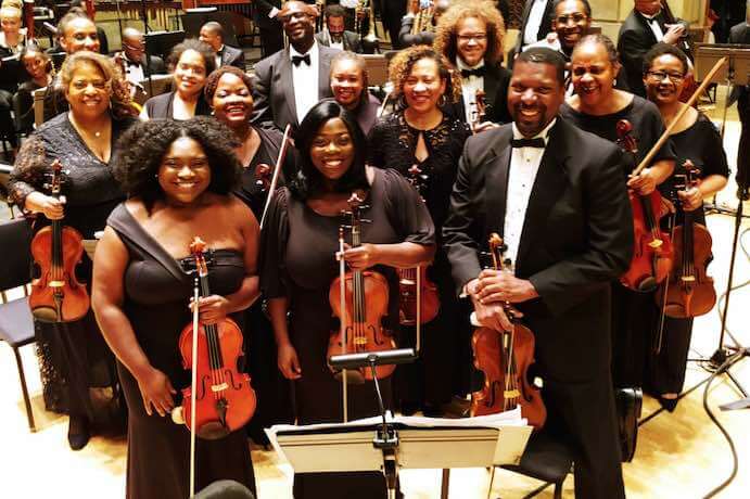 Katie Brown with the 2019 Gateways Music Festival orchestra --Photo courtesy Katie Brown