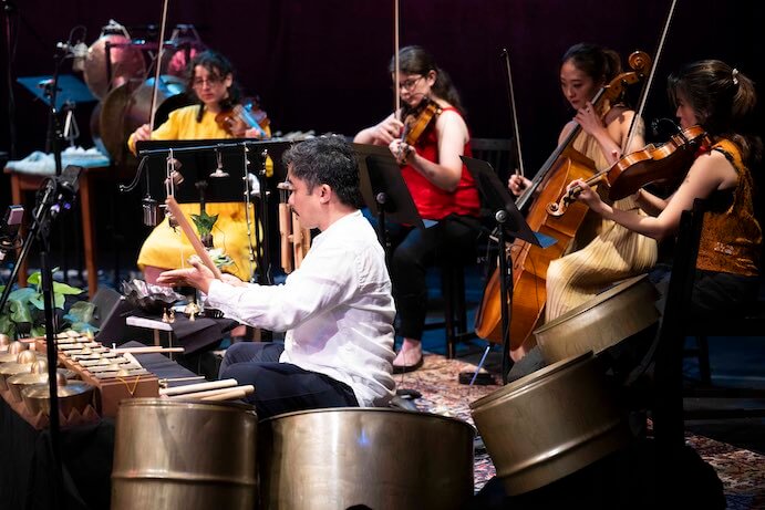 Levy Lorenzo and Bergamot Quartet perform Susie Ibarra's "Sky Islands" -- Photo by Elena Olivo / Asia Society