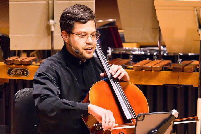 Luis Parra performs "The Race: 1915" by Nathalie Joachim at Tanglewood Music Center's Festival of Contemporary Music -- Photo by Hilary Scott