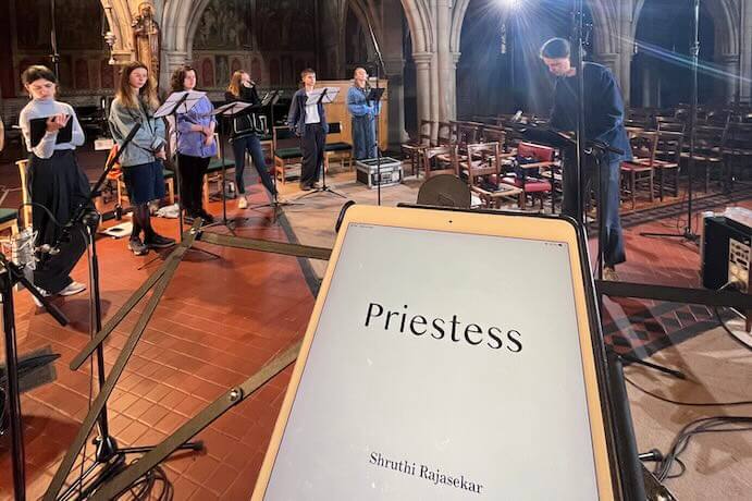 Rehearsal of "Priestess" by Shruthi Rajasekar -- Courtesy of Corvus Consort