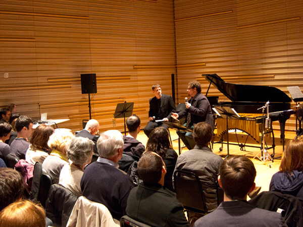 James Holt (left) interviewing David T. Little James Holt (left) interviewing David T. Little
