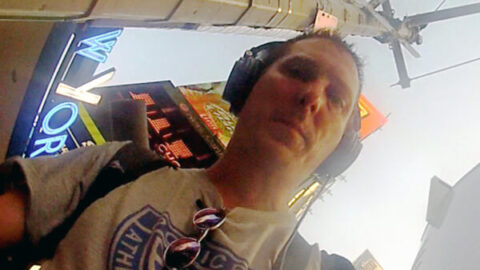 Kevin James on a field recording trip to Time Square