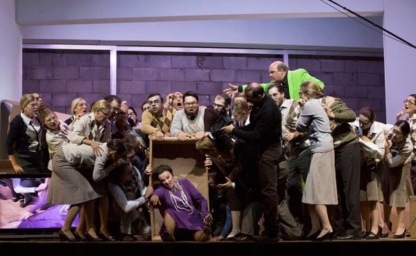 Anne Sofie von Otter (Baba the Turk), Gerhard Siegel (Sellem) and the Arnold Schoenberg Chorus (photo credit: © Herwig Prammer)