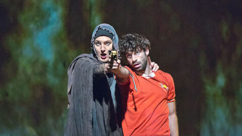 Maya Lahyani (Palestinian Woman) and Jesse Kovarsky (Omar) in The Death of Klinghoffer. Photo credit: Ken Howard/Metropolitan Opera