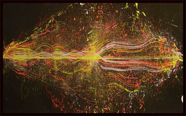 "Yonic Oscilllator" acrylic on paper, 2013 (photo: Matthew Gallagher)