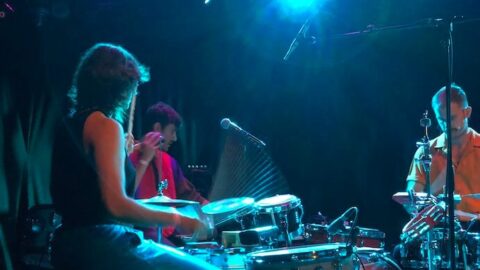 Tigue performs at New Amsterdam Records' 10th anniversary celebratio