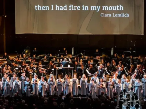 Jaap van Zweden conducts New York Philharmonic in world premiere of Julia Wolfe's Fire in My Mouth at David Geffen Hall