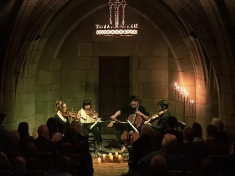 Attacca Quartet performs an all-Caroline Shaw program at The Crypt Sessions--Photo by Steven Pisano