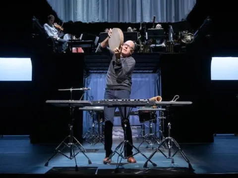 Steven Schick and ICE perform George Lewis' Soundlines: A Dreaming Track--Photo by Ian Douglas