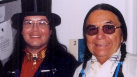 Composer Brent Michael Davids with Master-of-Ceremonies Sammy Tone-kei White, Phoenix Symphony Hall. Photo courtesy of the composer.