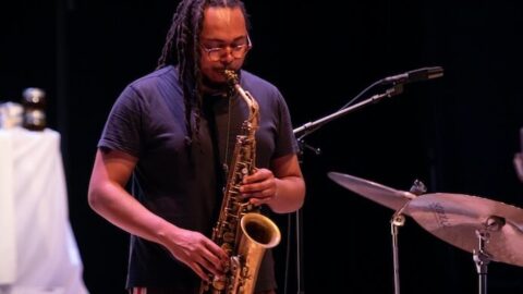Immanuel Wilkins in BLUES BLOOD | BLACK FUTURE--Photo by Wolf Daniel, courtesy of Roulette Intermedium
