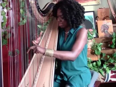 Brandee Younger performs at the 2021 Chicago Jazz String Summit--Screenshot courtesy CJSS