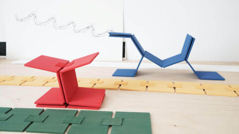 Neuk Collective member Robyn Benson, Link structures 7 and 8, 2020, wood, paint and webbing--Image courtesy of the artist
