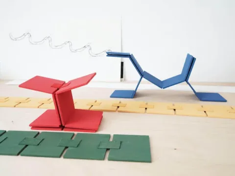 Neuk Collective member Robyn Benson, Link structures 7 and 8, 2020, wood, paint and webbing--Image courtesy of the artist