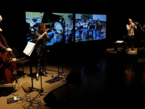 Changing Tides 1 (2016). Mark Dresser, Nicole Mitchell, Michael Dessen, Stephanie Richards, Min Xiao-Fen, Marty Ehrlich, Satoshi Takeishi, Denman Maroney, Ray Anderson and Sarah Weaver.