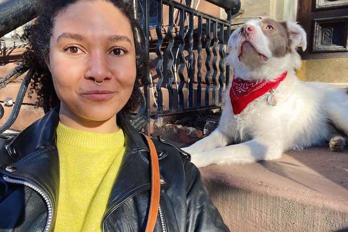 Shelley Washington and her dog Rodeo in Brooklyn--Photo courtesy of the artist