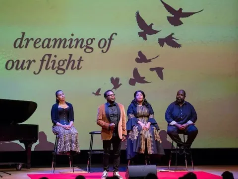 Rhiannon Giddens, Will Liverman, Karen Slack, and Reginald Mobley in Shawn Okpebholo's