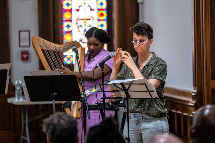 Aviva Jaye and Danielle Buonaiuto perform in ChamberQUEER's "WE REFRACT" program -- Photo by Lance. J. Reha