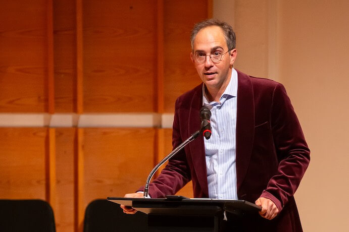Aaron Siegel introduces "I Will Tell You the Truth About This, I Will Tell You All About It" -- Photo by Hunter Canning