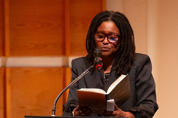 Tracy K. Smith reads the 10 commissioned poems of "I Will Tell You the Truth About This, I Will Tell You All About It" -- Photo by Hunter Canning