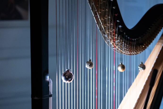 Prepared harp for Lu's "Half Decorations," May 24 album release recital -- Courtesy of artist