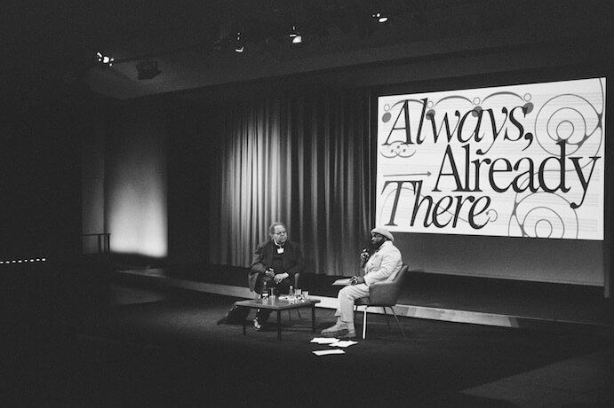 George E. Lewis and Bonaventure Soh Bejeng Ndikung -- Photo by Jonathan Finlayson