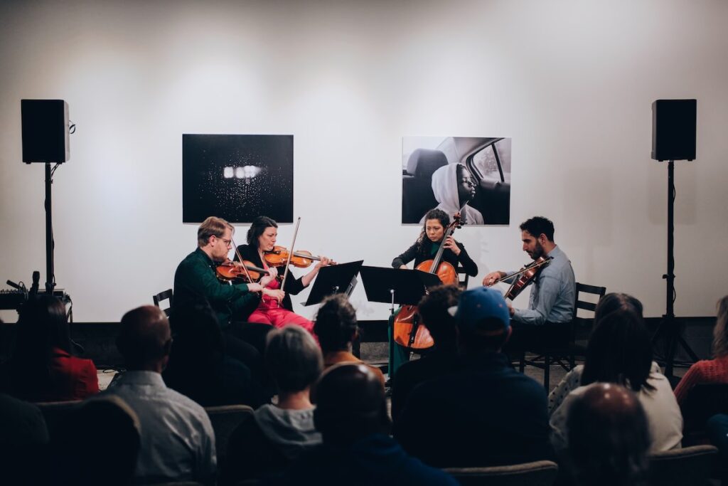 The Red Door Quartet (L-R): Philip Marten, Rachel Charbel, Diana Flores, and Gabriel Napoli