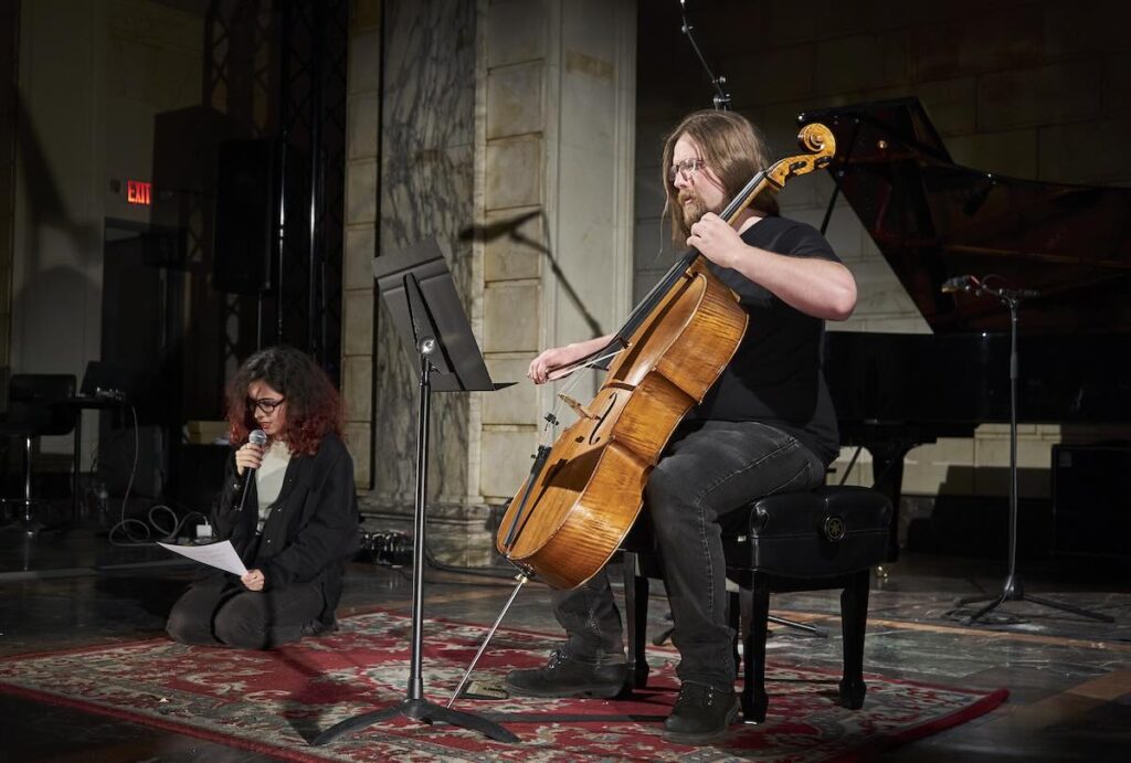Negar Soleymanifar and Tyler J. Borden at MATA 2025 -- Photo by Cameron Kelly McLeod, courtesy of ISSUE Project Room