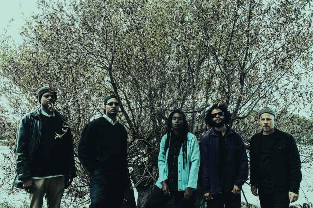 Irreversible Entanglements (L-R: Luke Stewart, Tcheser Holmes, Moor Mother, Aquiles Navarro, and Keir Neuringer) -- Photo by Annemone Take