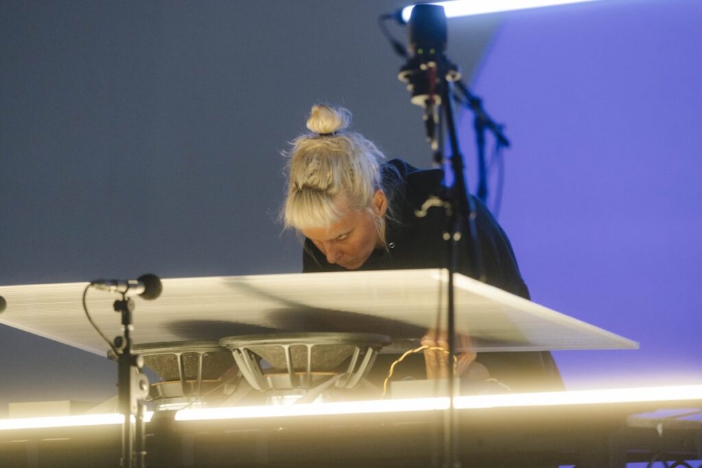 Ash Fure performs "ANIMAL [for body and sound]" -- Photo by Ahad Subzwari