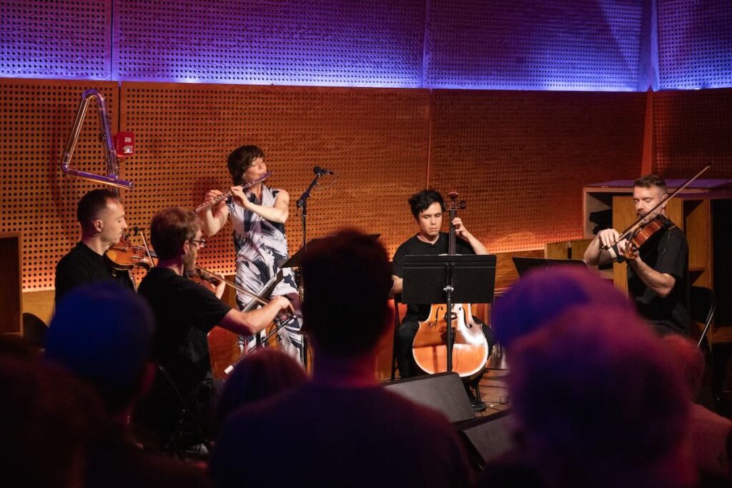 Claire Chase and JACK Quartet -- Photo by Walter Wlodarczyk