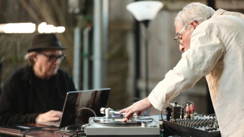 Carl Stone and Lou Mallozzi at Experimental Sound Studio -- Photo by Alex Inglizian