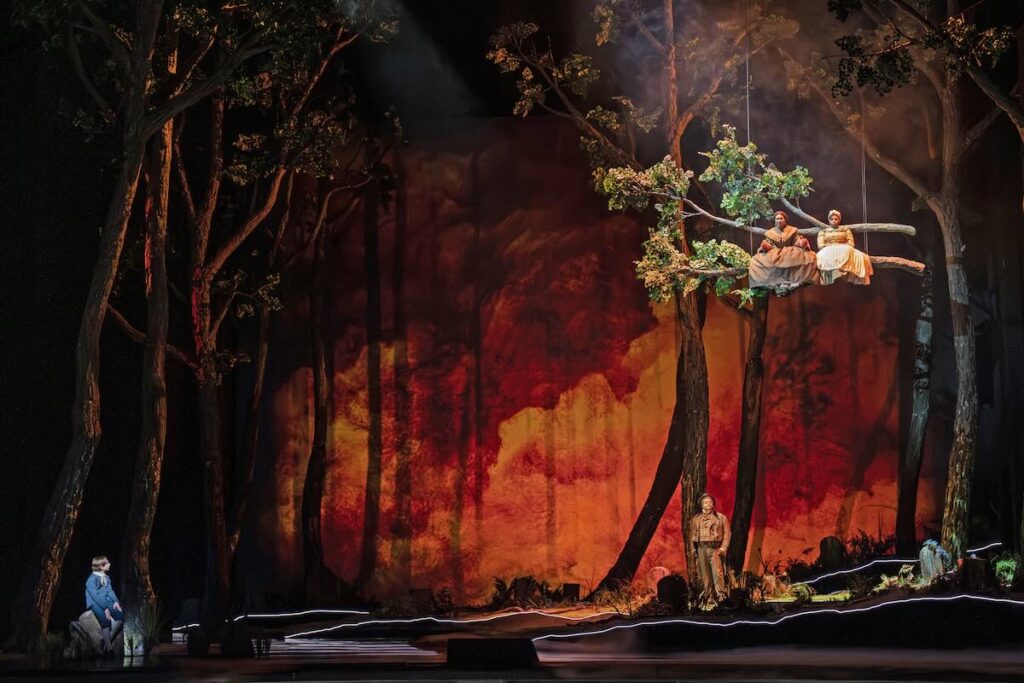 Everett Sobers, Joshua Blue, Janai Brugger, and Viviana Goodwin in Missy Mazzoli and Royce Vavrek's "Lincoln in the Bardo" -- Photo by Karen Almond / Met Opera